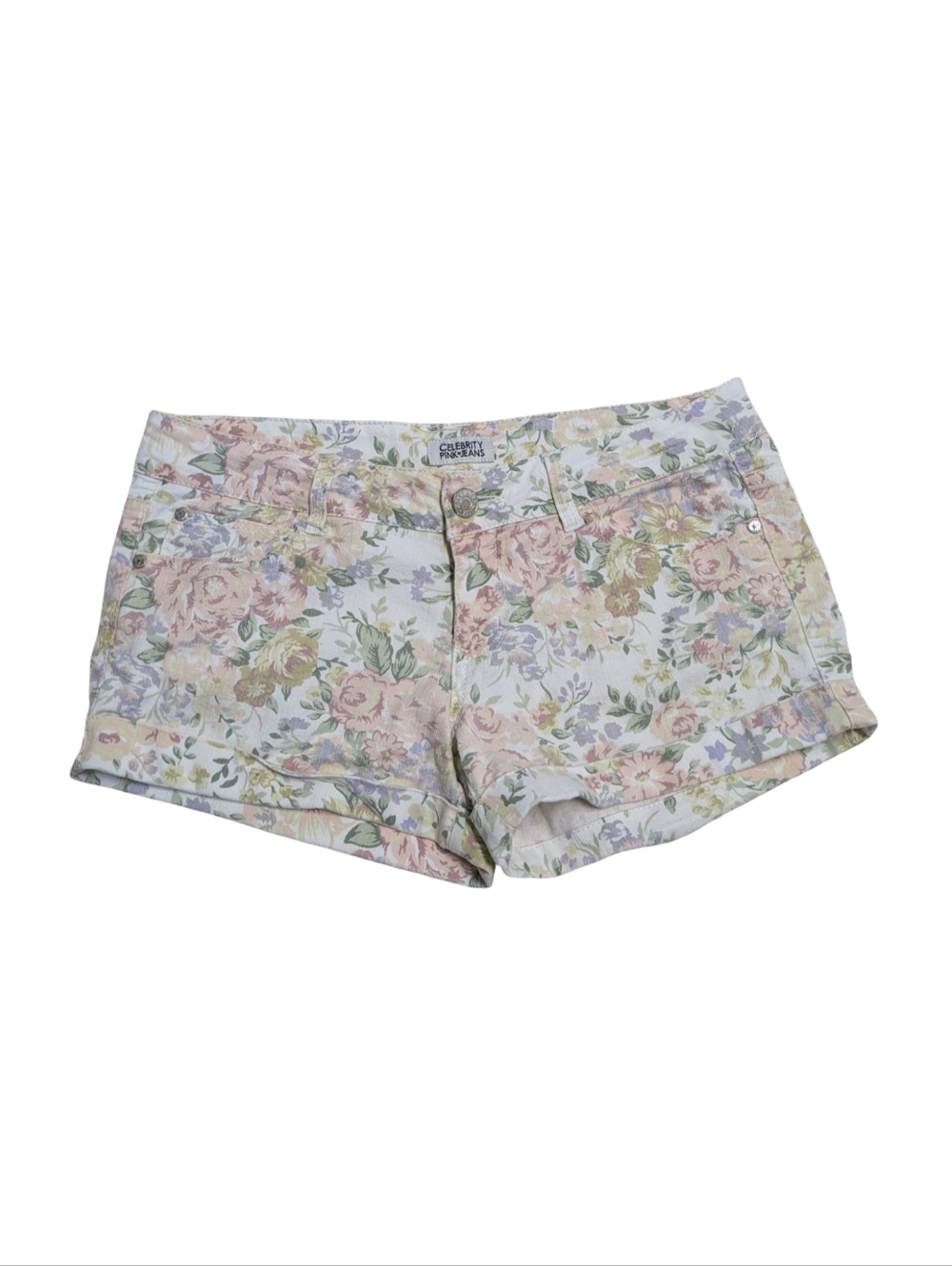 90s Low Rise Floral Print Jean Shorts Floral By Celebrity Pink
